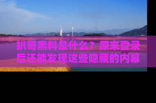 扒哥黑料是什么?原来登录后还能发现这些隐藏的内幕!