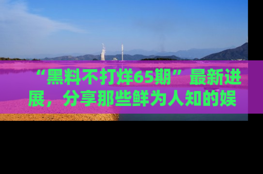 “黑料不打烊65期”最新进展,分享那些鲜为人知的娱乐八卦