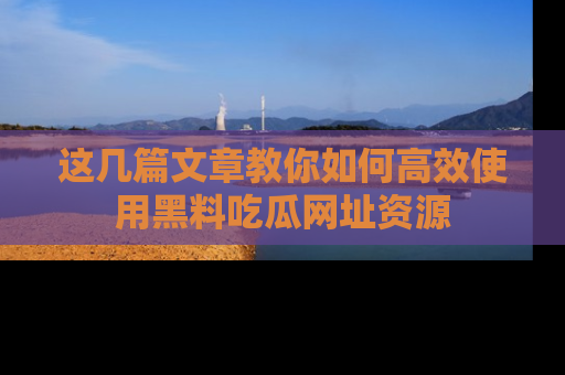 这几篇文章教你如何高效使用黑料吃瓜网址资源